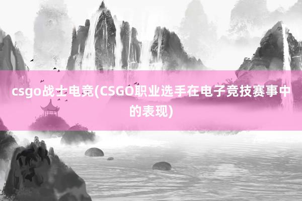 csgo战士电竞(CSGO职业选手在电子竞技赛事中的表现)