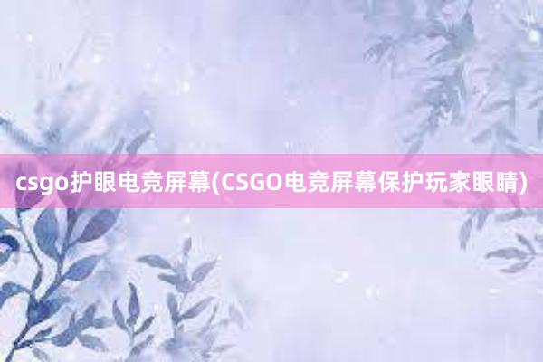 csgo护眼电竞屏幕(CSGO电竞屏幕保护玩家眼睛)