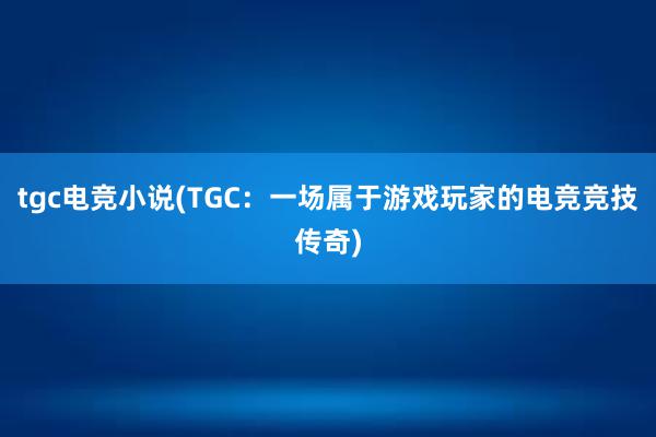 tgc电竞小说(TGC：一场属于游戏玩家的电竞竞技传奇)