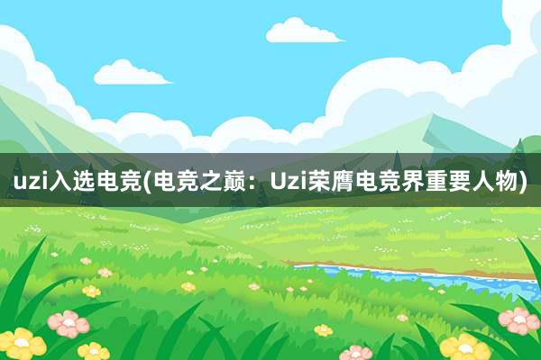 uzi入选电竞(电竞之巅：Uzi荣膺电竞界重要人物)