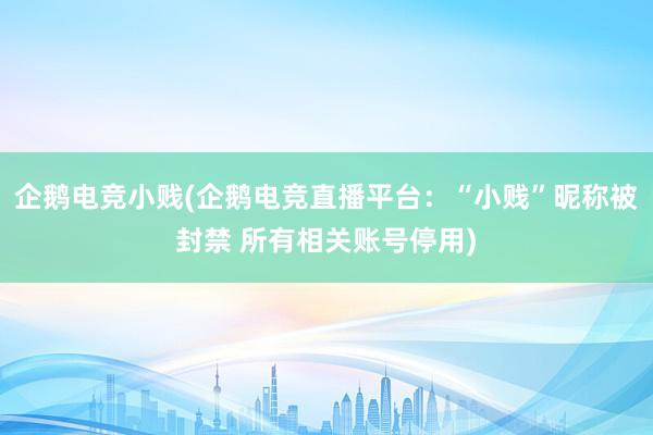 企鹅电竞小贱(企鹅电竞直播平台：“小贱”昵称被封禁 所有相关账号停用)