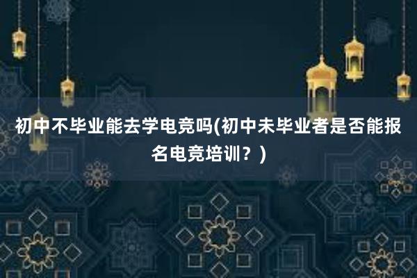 初中不毕业能去学电竞吗(初中未毕业者是否能报名电竞培训？)