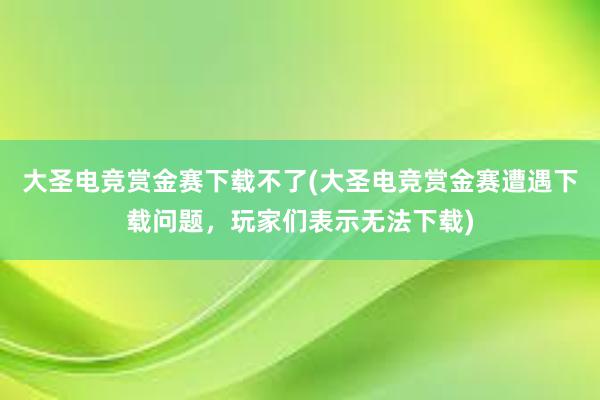 大圣电竞赏金赛下载不了(大圣电竞赏金赛遭遇下载问题，玩家们表示无法下载)