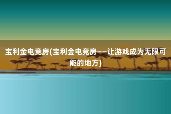 宝利金电竞房(宝利金电竞房——让游戏成为无限可能的地方)