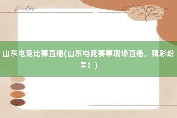 山东电竞比赛直播(山东电竞赛事现场直播，精彩纷呈！)