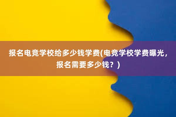 报名电竞学校给多少钱学费(电竞学校学费曝光，报名需要多少钱？)