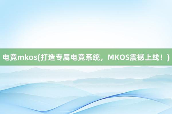 电竞mkos(打造专属电竞系统，MKOS震撼上线！)