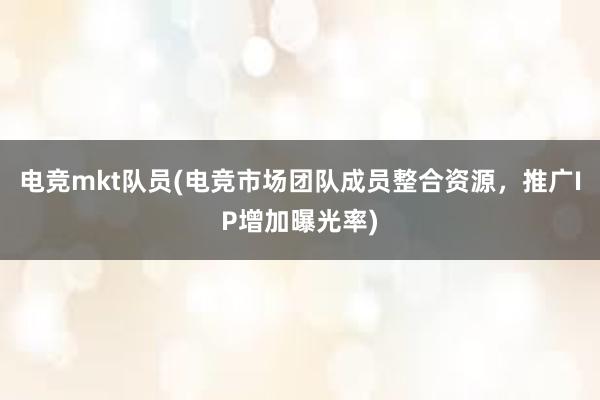 电竞mkt队员(电竞市场团队成员整合资源，推广IP增加曝光率)