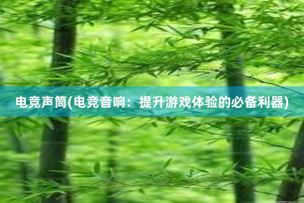 电竞声筒(电竞音响：提升游戏体验的必备利器)