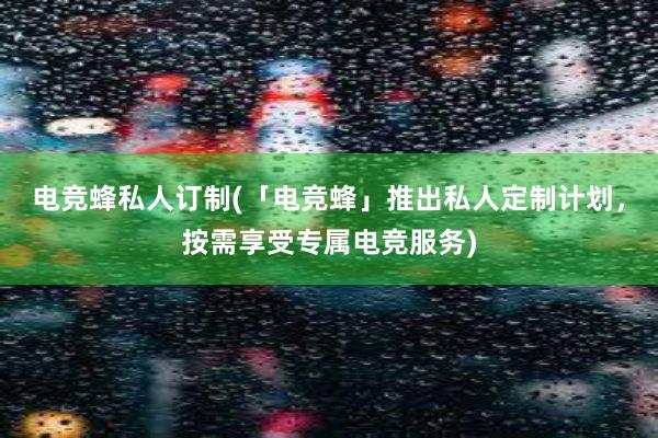 电竞蜂私人订制(「电竞蜂」推出私人定制计划，按需享受专属电竞服务)