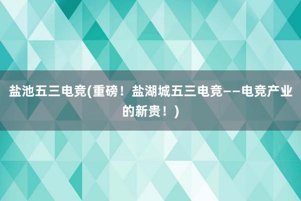 盐池五三电竞(重磅！盐湖城五三电竞——电竞产业的新贵！)