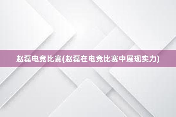 赵磊电竞比赛(赵磊在电竞比赛中展现实力)