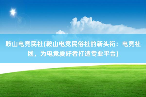 鞍山电竞民社(鞍山电竞民俗社的新头衔：电竞社团，为电竞爱好者打造专业平台)