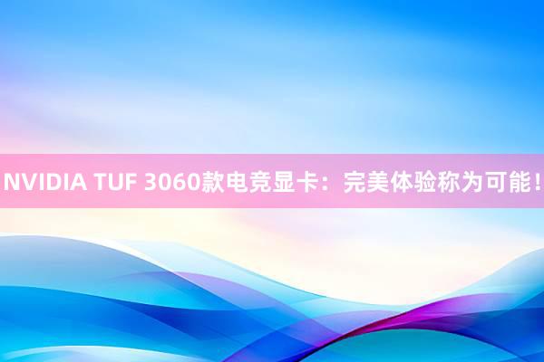 NVIDIA TUF 3060款电竞显卡：完美体验称为可能！