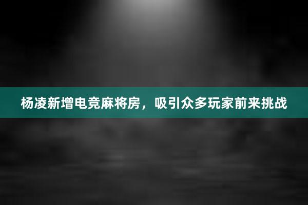 杨凌新增电竞麻将房，吸引众多玩家前来挑战