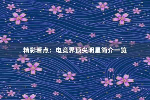 精彩看点：电竞界顶尖明星简介一览