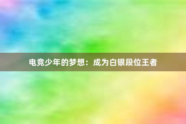 电竞少年的梦想：成为白银段位王者